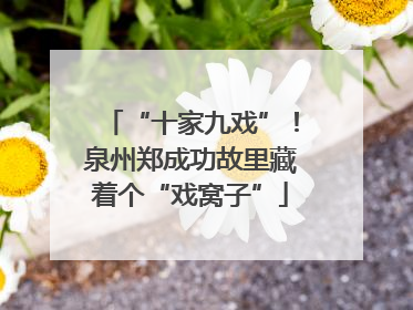 “十家九戏”！泉州郑成功故里藏着个“戏窝子”