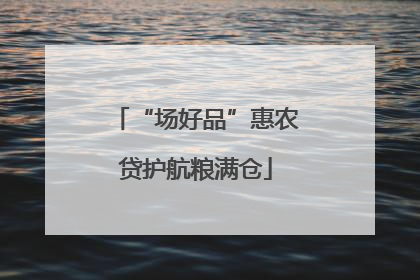 “场好品”惠农贷护航粮满仓