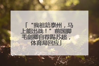“我祖籍泰州，马上能出战！”前国脚毛剑卿自荐踢苏超，体育局回应