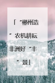 “郴州造”农机耕耘非洲好“丰”景