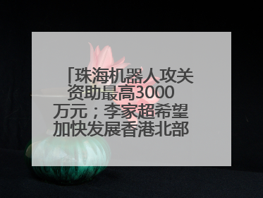 珠海机器人攻关资助最高3000万元；李家超希望加快发展香港北部都会区丨大湾区财经早参