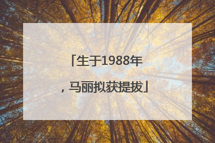 生于1988年，马丽拟获提拔