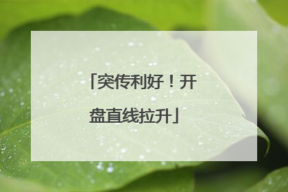突传利好！开盘直线拉升