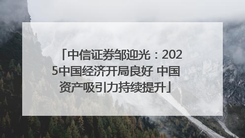 中信证券邹迎光：2025中国经济开局良好 中国资产吸引力持续提升
