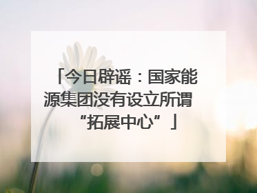 今日辟谣：国家能源集团没有设立所谓“拓展中心”