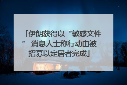 伊朗获得以“敏感文件” 消息人士称行动由被招募以定居者完成