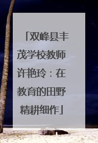 双峰县丰茂学校教师许艳玲：在教育的田野精耕细作