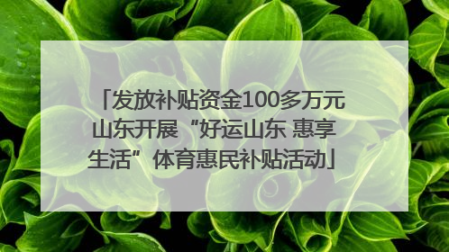 发放补贴资金100多万元 山东开展“好运山东 惠享生活”体育惠民补贴活动