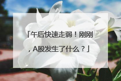 午后快速走弱！刚刚，A股发生了什么？