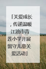 关爱成长，传递温暖 江油市青莲小学开展留守儿童关爱活动
