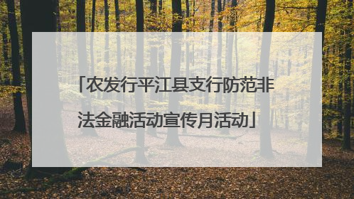 农发行平江县支行防范非法金融活动宣传月活动