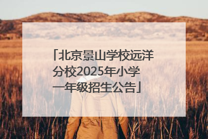 北京景山学校远洋分校2025年小学一年级招生公告