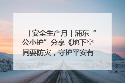安全生产月｜浦东“公小护”分享《地下空间要防灾，守护平安有我在》安全谣