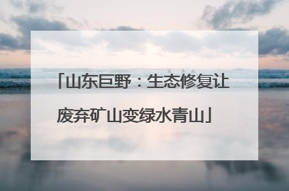 山东巨野：生态修复让废弃矿山变绿水青山