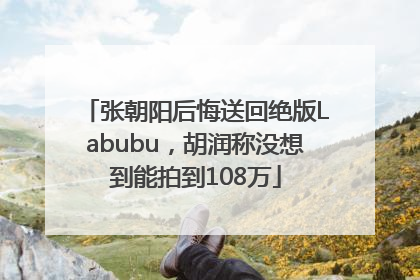 张朝阳后悔送回绝版Labubu，胡润称没想到能拍到108万