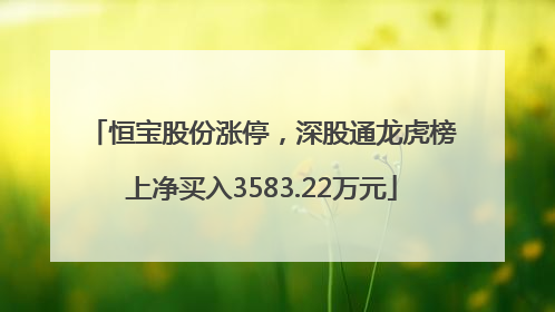 恒宝股份涨停，深股通龙虎榜上净买入3583.22万元