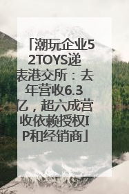 潮玩企业52TOYS递表港交所：去年营收6.3亿，超六成营收依赖授权IP和经销商
