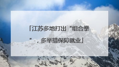 江苏多地打出“组合拳”，多举措保障就业