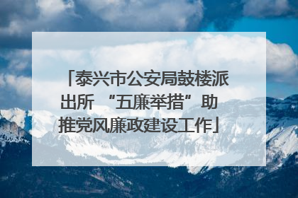 泰兴市公安局鼓楼派出所 “五廉举措”助推党风廉政建设工作