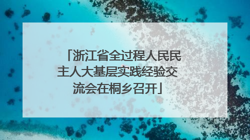 浙江省全过程人民民主人大基层实践经验交流会在桐乡召开