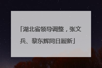 湖北省领导调整，张文兵、黎东辉同日履新