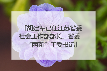 胡建军已任江苏省委社会工作部部长、省委“两新”工委书记