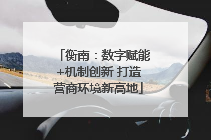 衡南：数字赋能+机制创新 打造营商环境新高地