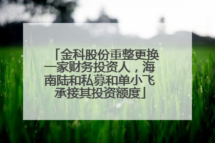 金科股份重整更换一家财务投资人，海南陆和私募和单小飞承接其投资额度