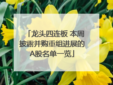 龙头四连板 本周披露并购重组进展的A股名单一览