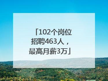 102个岗位招聘463人，最高月薪3万