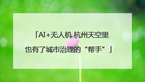 AI+无人机 杭州天空里也有了城市治理的“帮手”